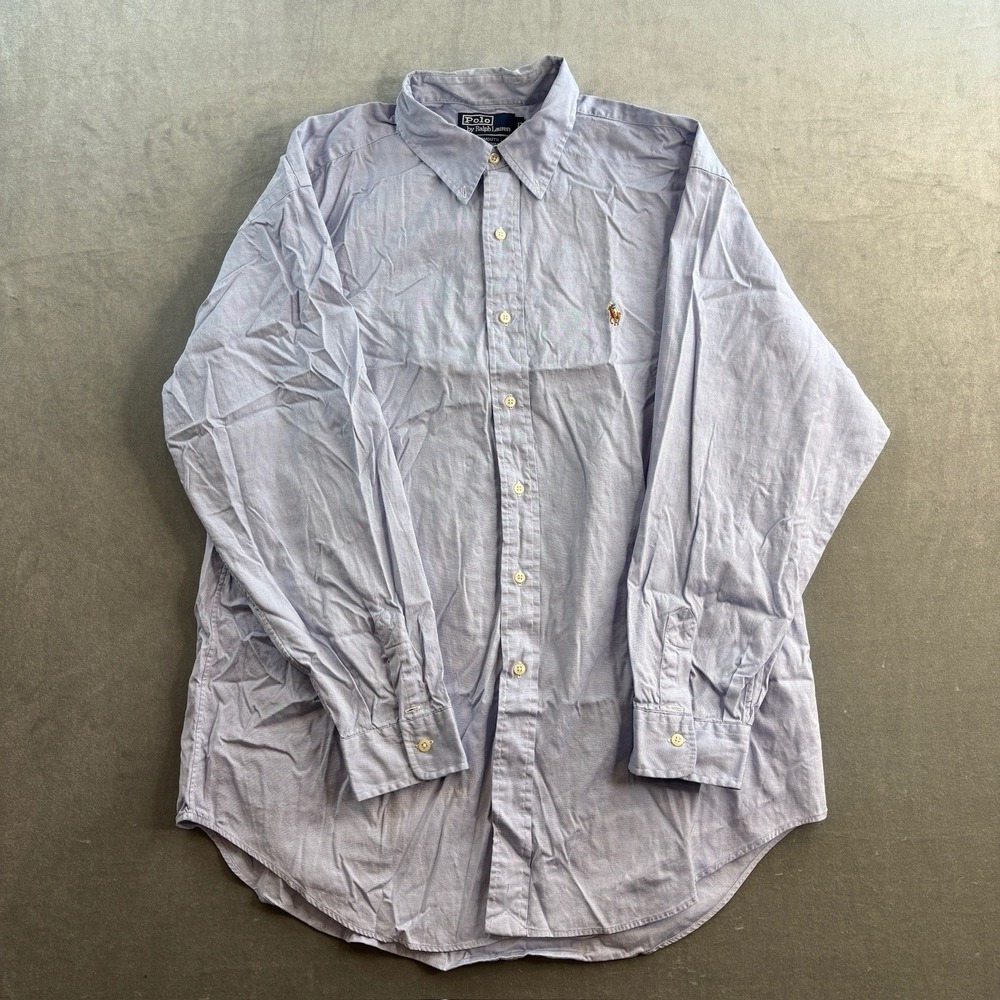 Polo Ralph Lauren Yarmouth Button Up Shirt Light Blue Oxford Cotton Men's 17